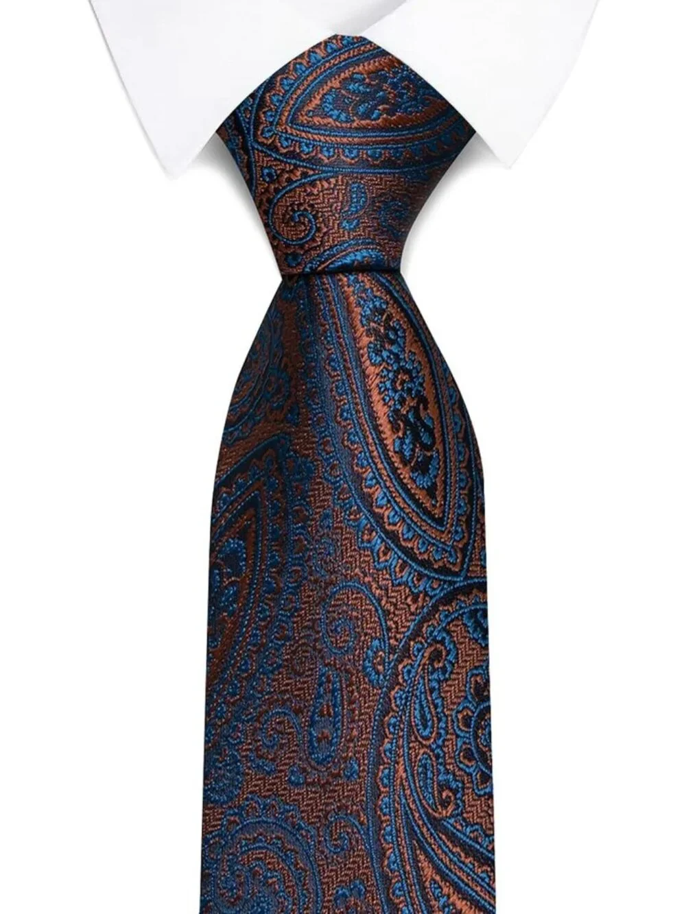 🆕Men's Brown 100% Microfiber Paisley Jacquard Slim Formal Necktie For Wedding